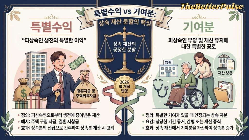 특별수익과 기여분 및 2026년 민법 개정 비교