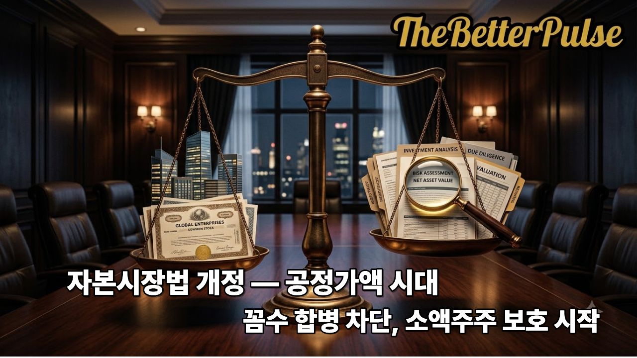 자본시장법 개정 3대 핵심 — 공정가액 시대, 꼼수 합병 차단과 소액주주 보호