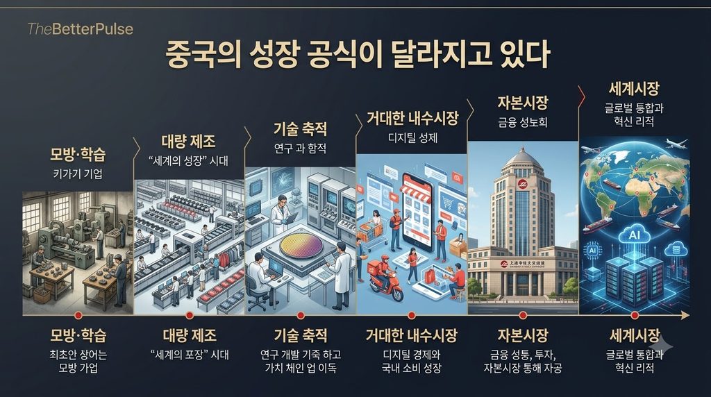 중국 반도체 성장공식이 달라지고 있다.모방 → 제조 → 기술 → 자본 → 글로벌시장 성장 구조