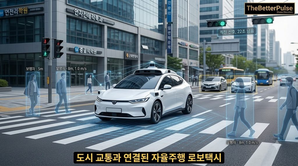 미래 도심을 달리는 자율주행 로보택시.AI 모빌리티