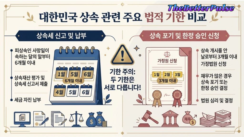 대한민국 상속관련 법적기한 비교