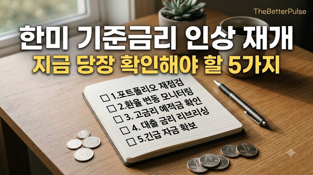 한미 기준금리 인상 재개 — 이번 사이클 개인 투자자 대응 방향 체크리스트