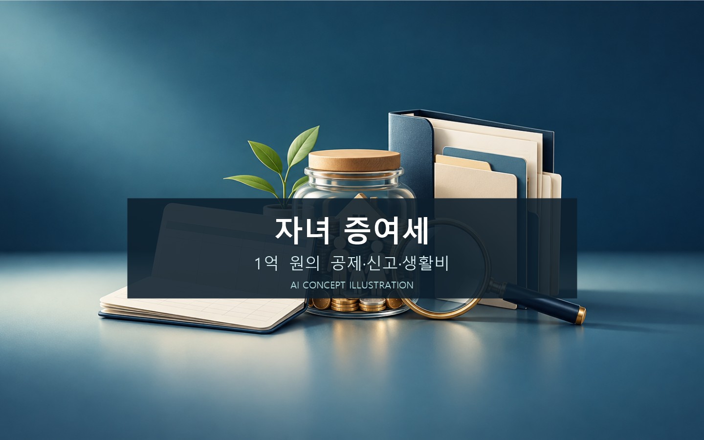 자녀 증여세의 계좌 소유와 증빙 확인을 표현한 통장·서류 개념 이미지