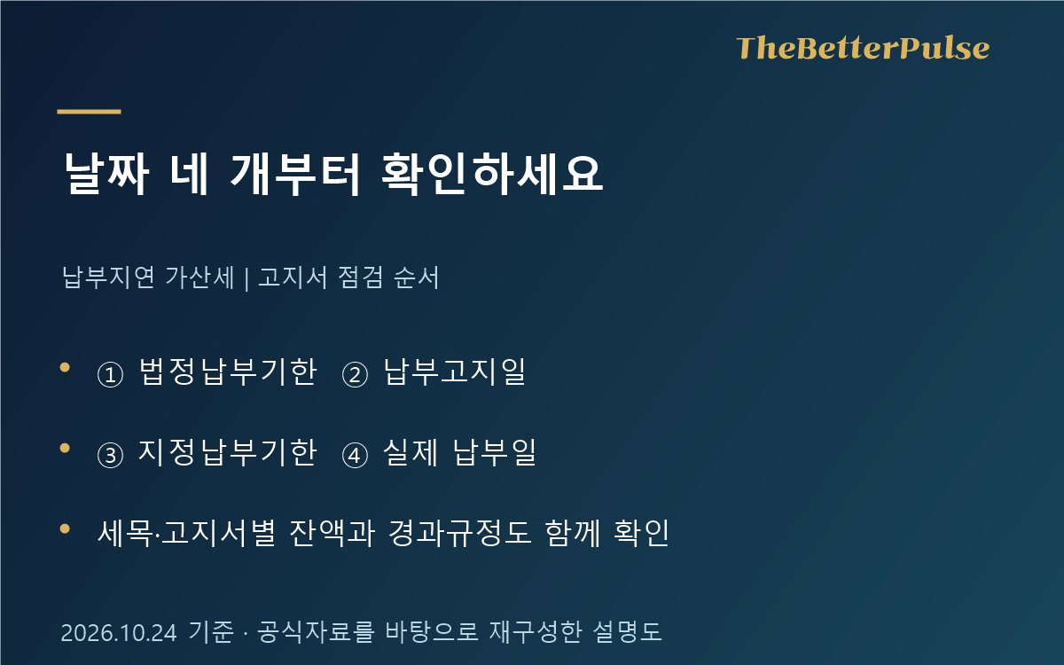 납부지연 가산세 계산 전에 확인해야 할 법정납부기한과 납부고지일 및 지정납부기한과 실제 납부일